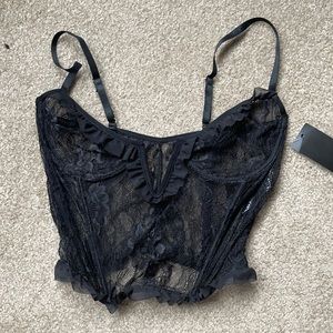 Lace V Wire Ruffle Longline Corset Top